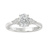 LADIES RING 1 1/8CT ROUND/OVAL DIAMOND 14K WHITE GOLD (CENTER STONE OVAL DIAMOND 1CT )